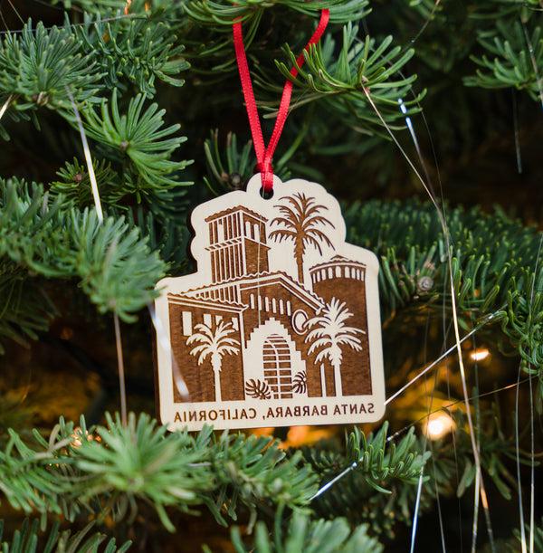 Santa Barbara Courthouse Wood Ornament